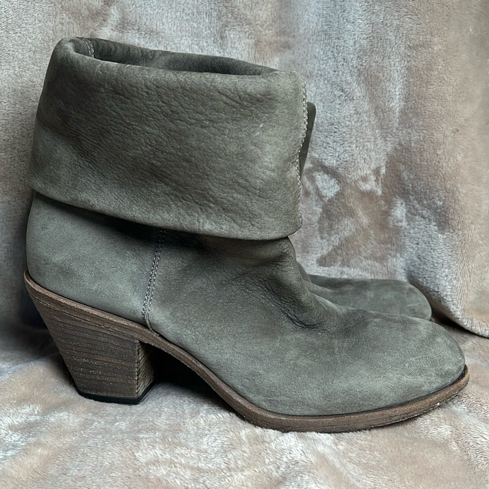 Good Fiorentini Baker Ankle Boots Women 39 Grey Suede Fold Over Made Italy Chic